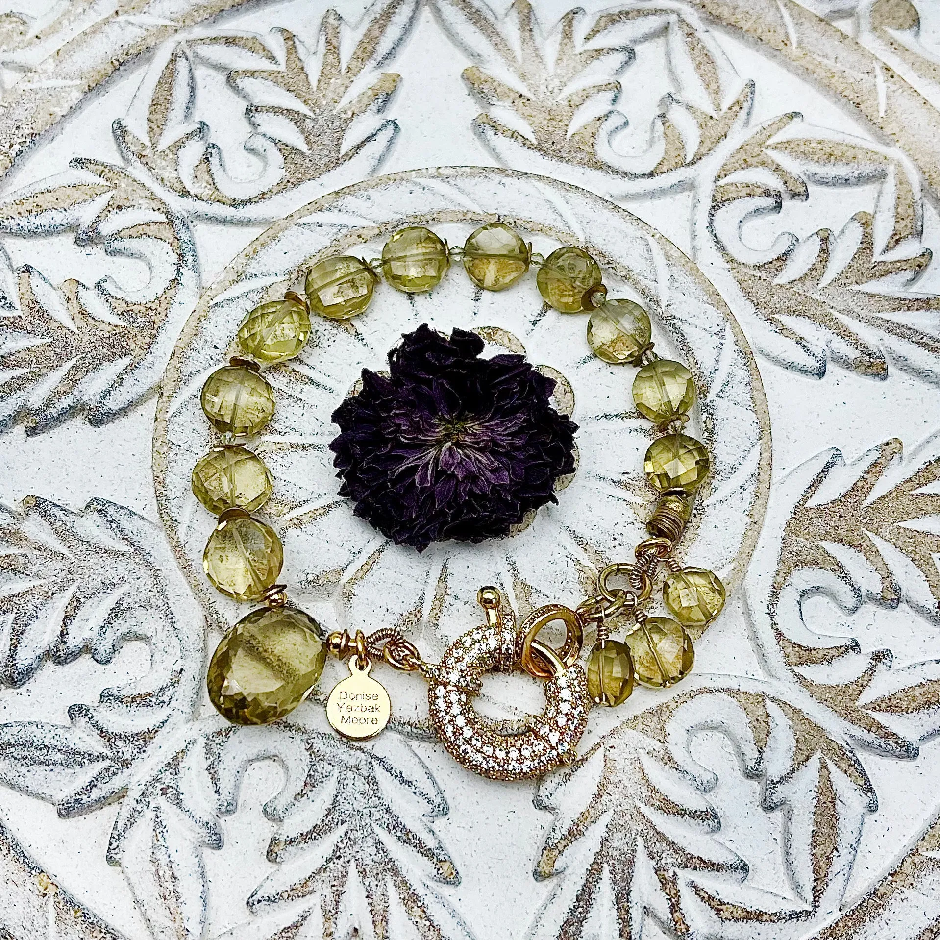 Beer Quartz Faceted Coin Bracelet