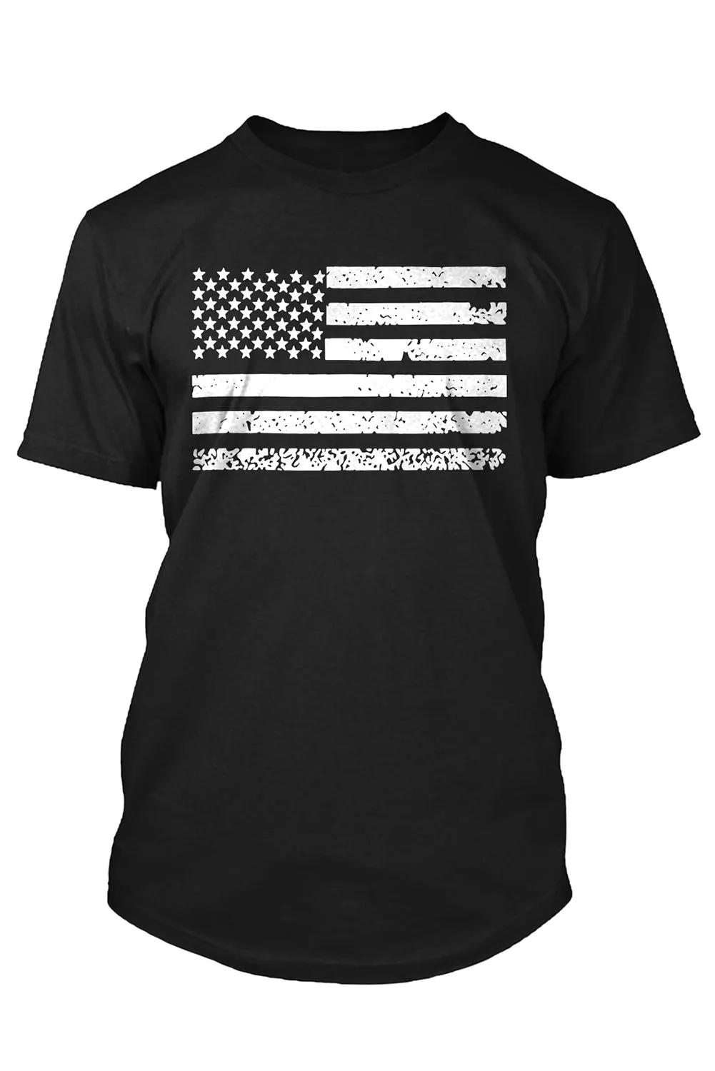 Black American Flag Pattern Print Crew Neck Men's T Shirt