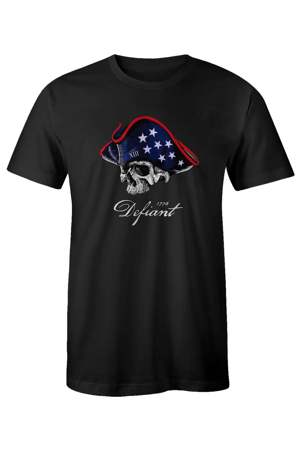 Black American Flag Skull Graphic Print Short Sleeve Men's T Shirt