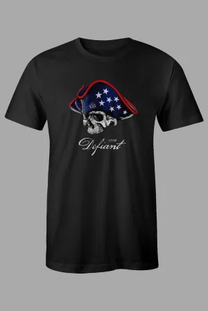 Black American Flag Skull Graphic Print Short Sleeve Men's T Shirt