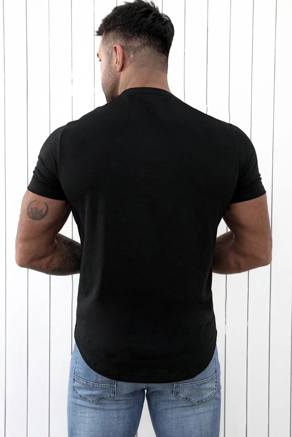 Black American Flag Skull Graphic Print Short Sleeve Men's T Shirt