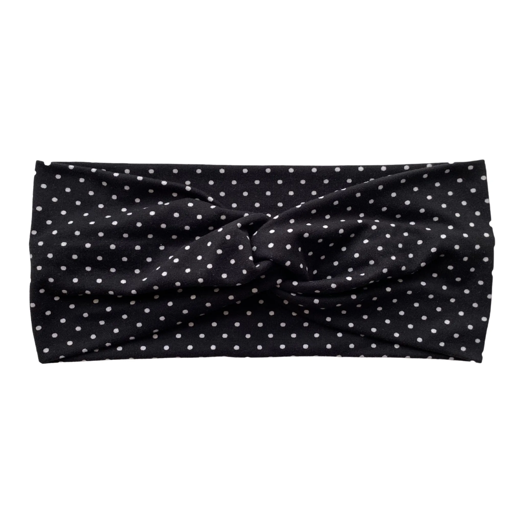 Black and White Polka Dot Faux Knot Headband