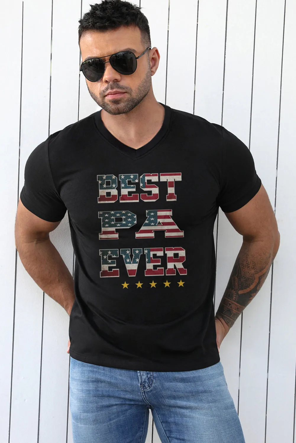 Black Best PA Ever American Stars and Stripes Mens Tee