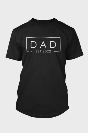 Black DAD EST. 2022 Letter Print Short Sleeve Men's T Shirt