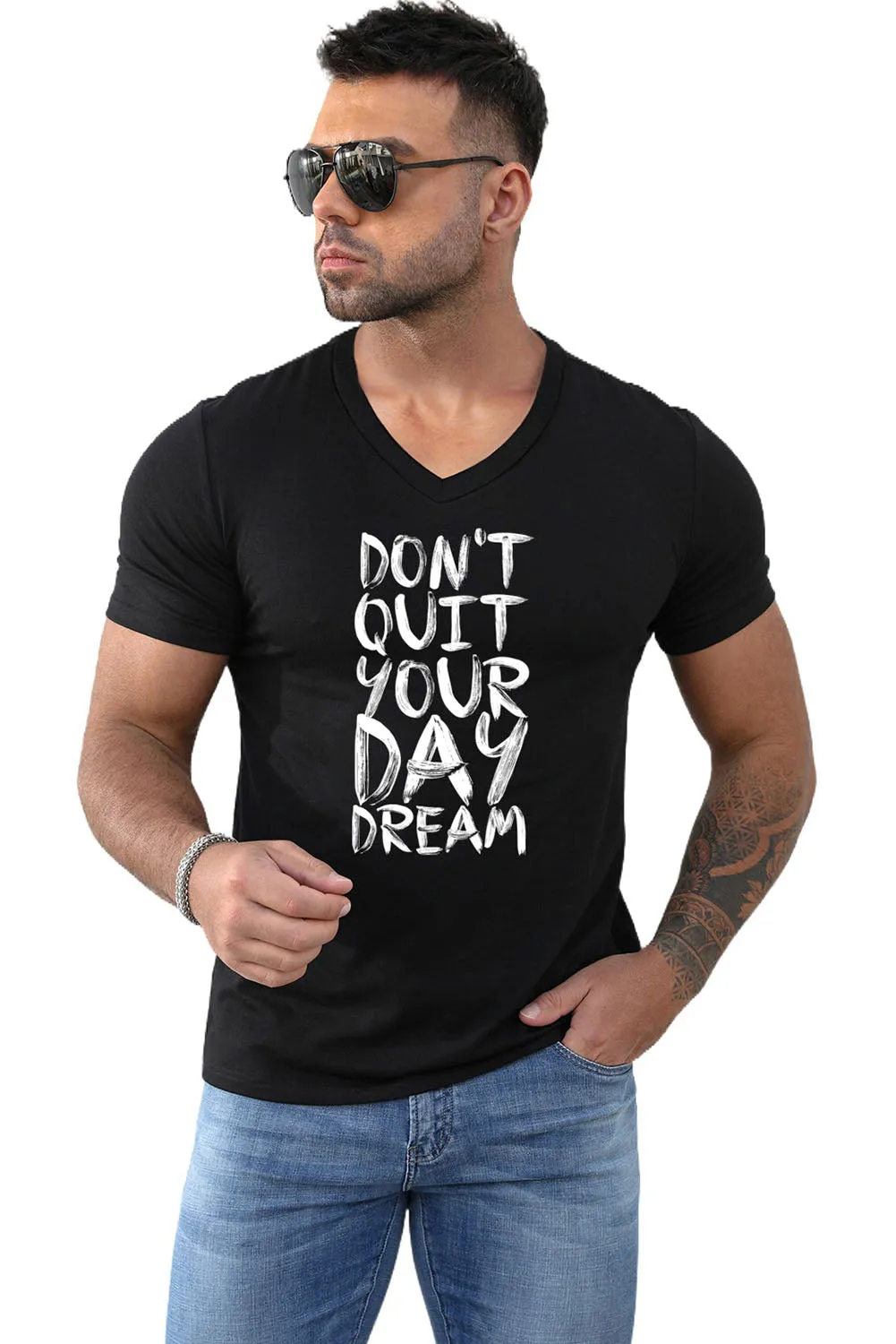 Black Don't Quit Your Day Dream Muscle Fit Men's T Shirt