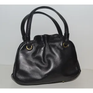Black Gathered Leather Purse