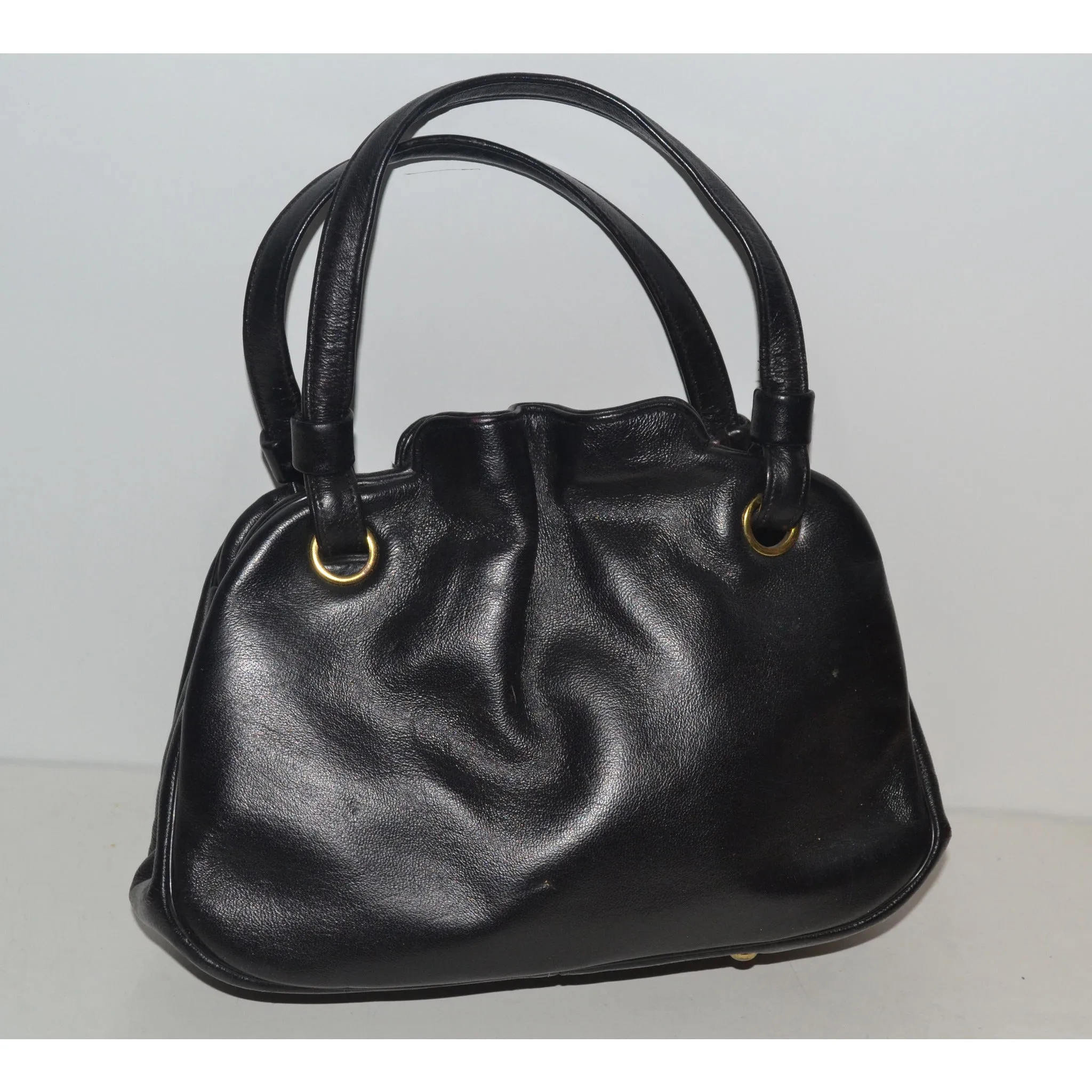 Black Gathered Leather Purse