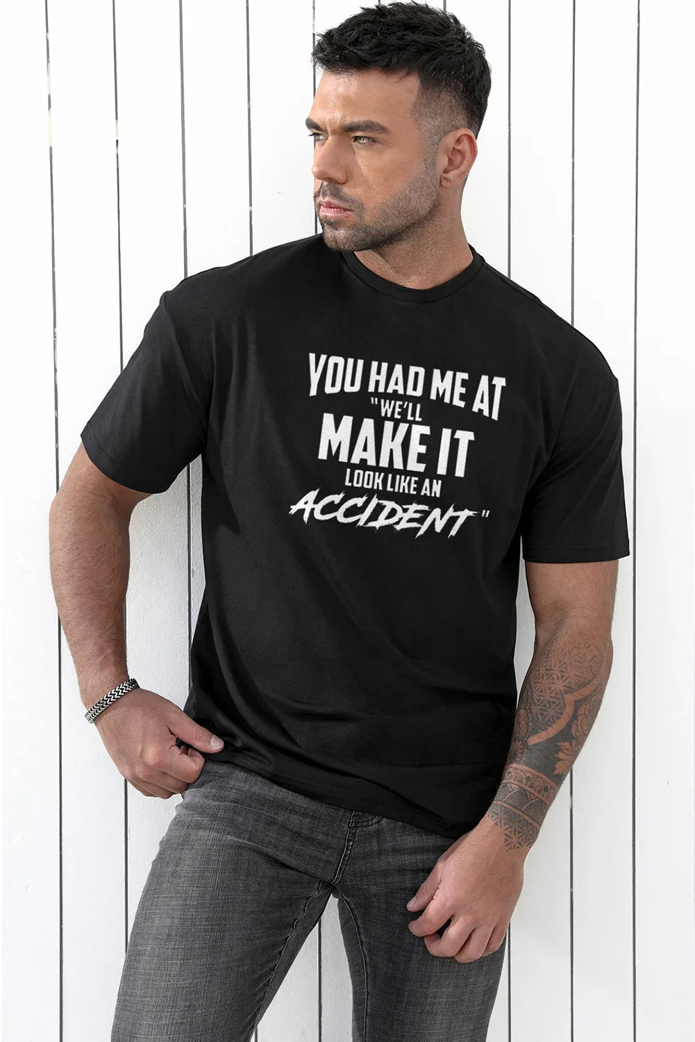 Black Make It Look Like an Accident Graphic NSarcastic T Shirt