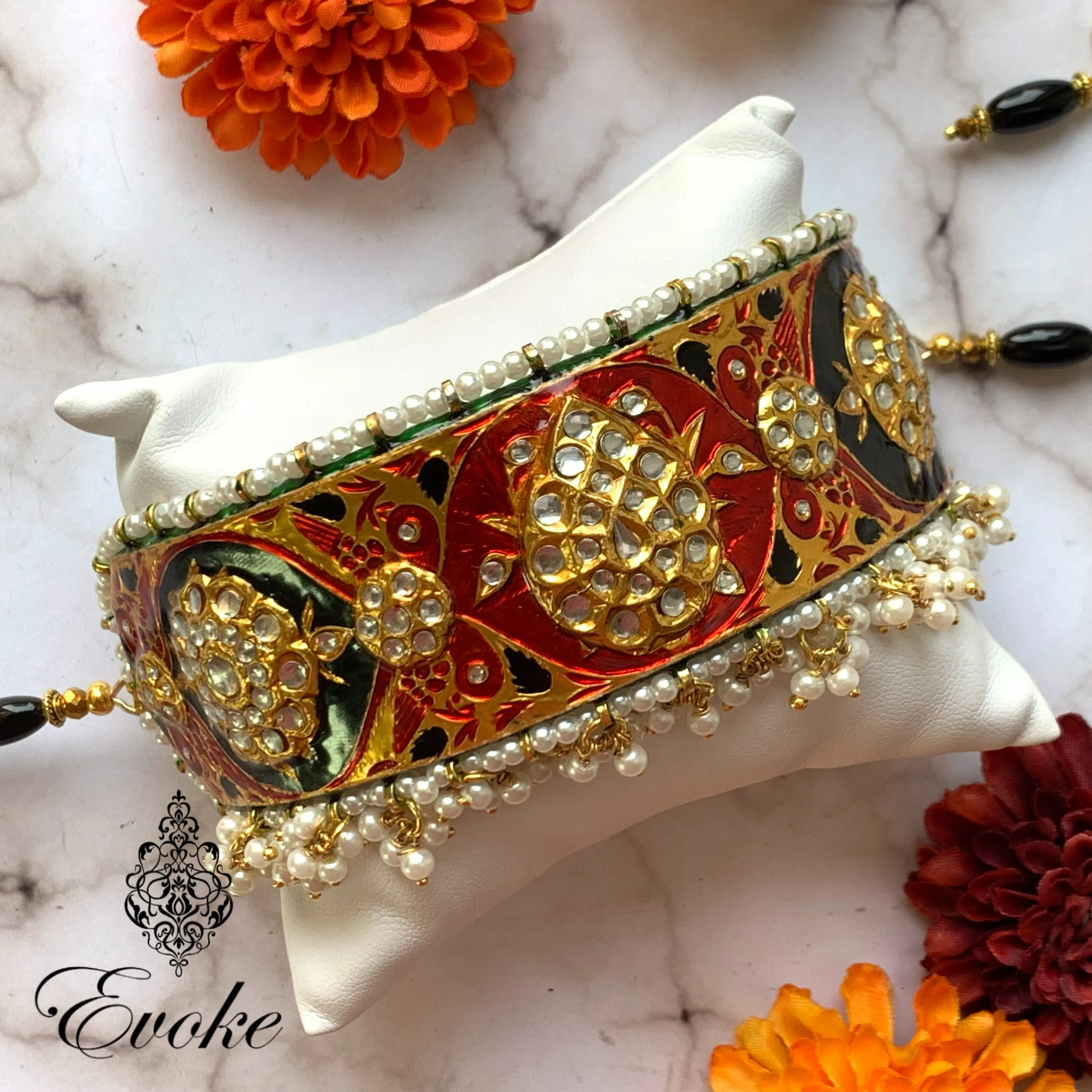 Black Meena Kundan Choker Necklace