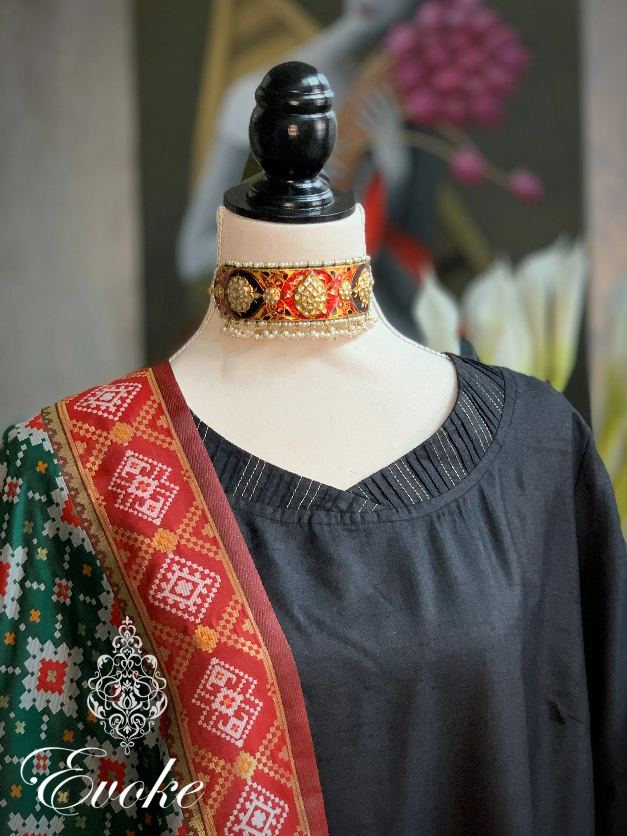 Black Meena Kundan Choker Necklace