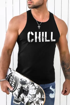 Black Mens Chill Graphic Tank Top
