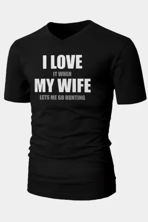 Black Men's Funny Words Print Muscle Fit V Neck T Shirt