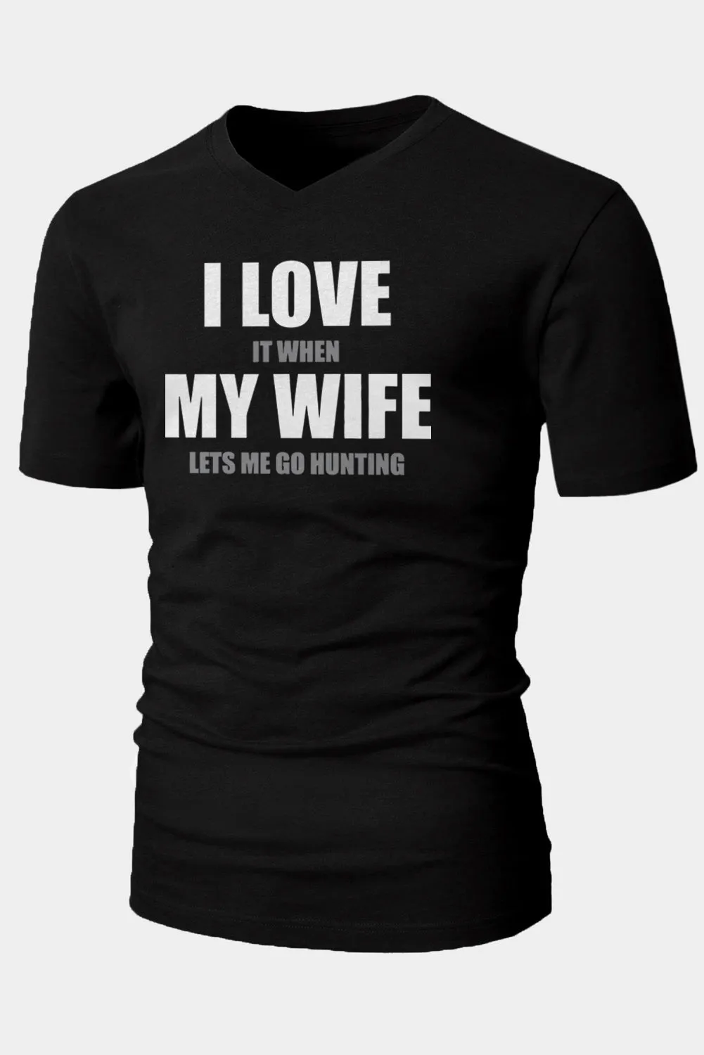 Black Men's Funny Words Print Muscle Fit V Neck T Shirt
