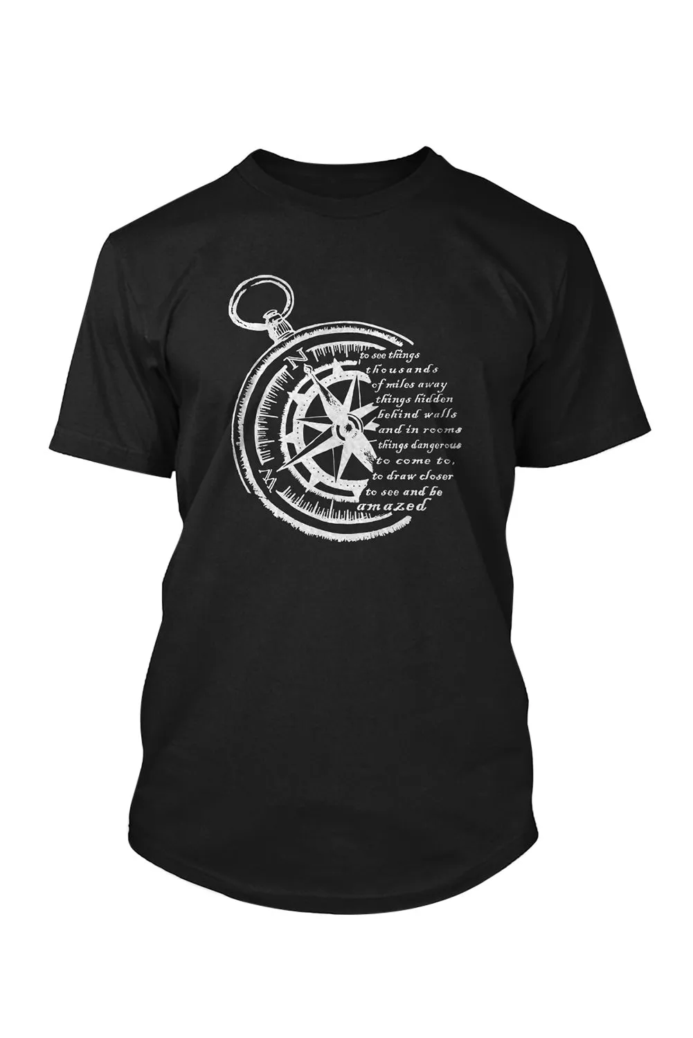 Black Nautical Compass Mens Graphic T Shirt