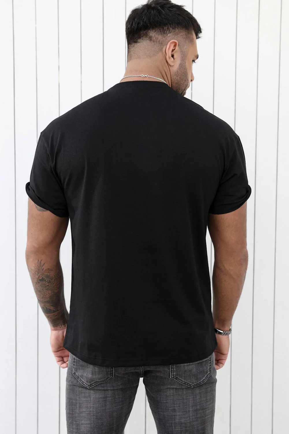 Black New York USA Flag Mens T Shirt