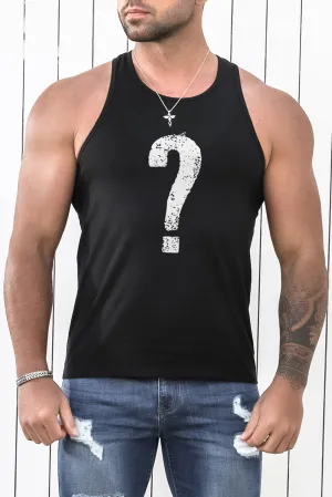 Black Question Mark Muscle Fit Racerback Men's Tank Top