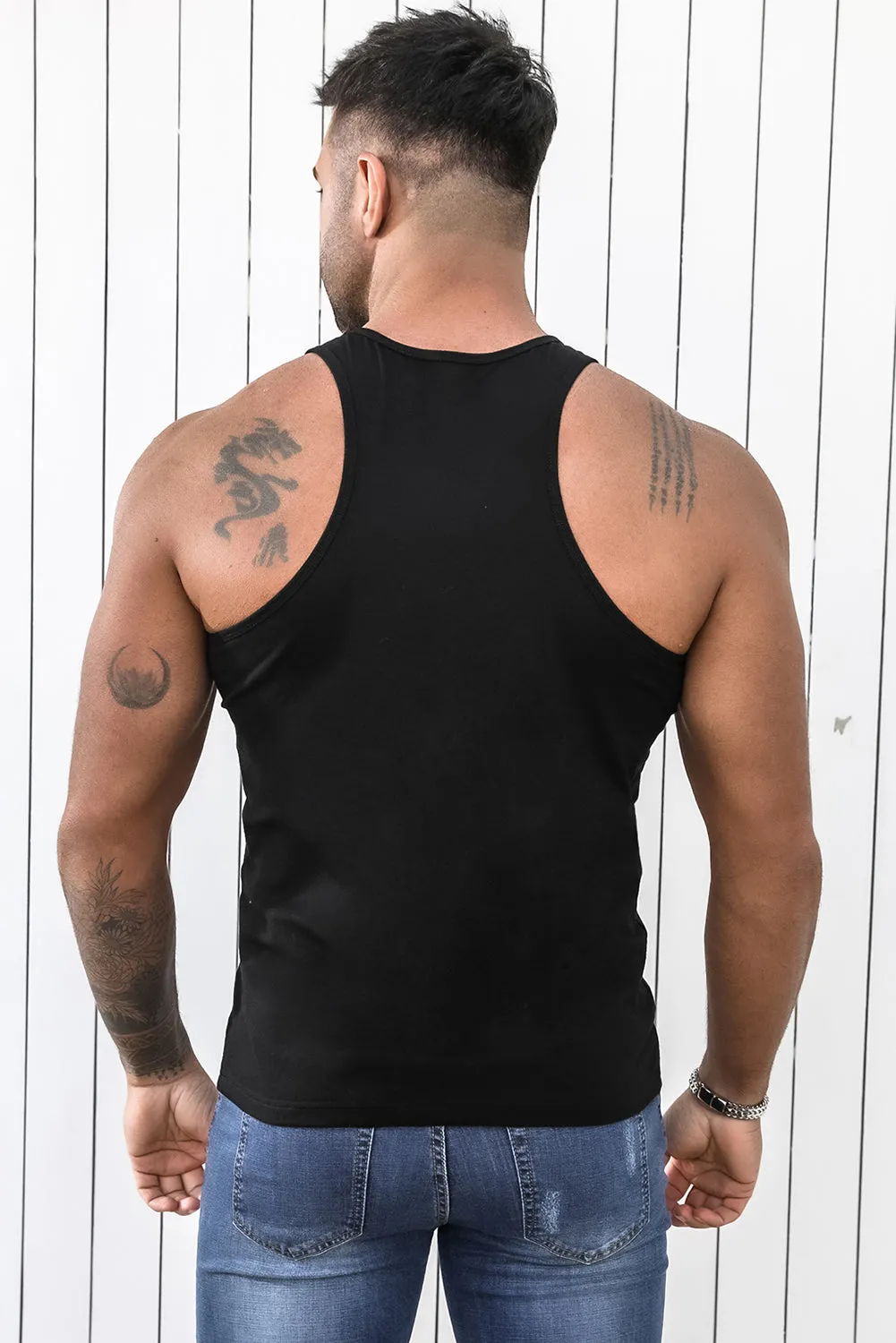 Black Question Mark Muscle Fit Racerback Men's Tank Top