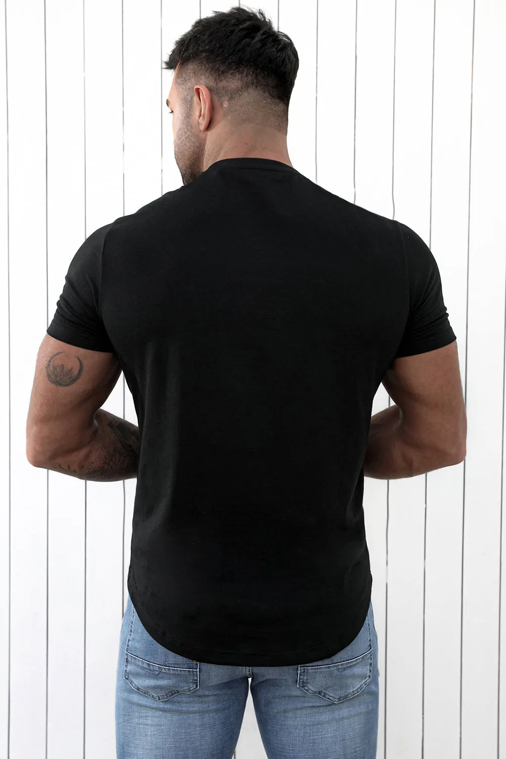 Black Real Men Love Cats Graphic Print Short Sleeve T Shirt