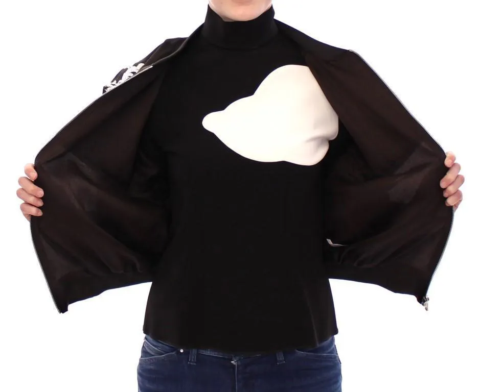 Black silk floral decorated jacket