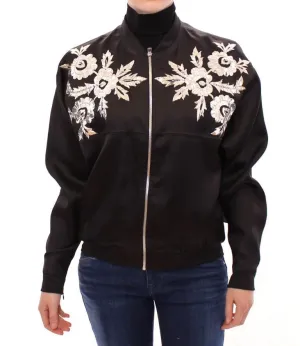 Black silk floral decorated jacket