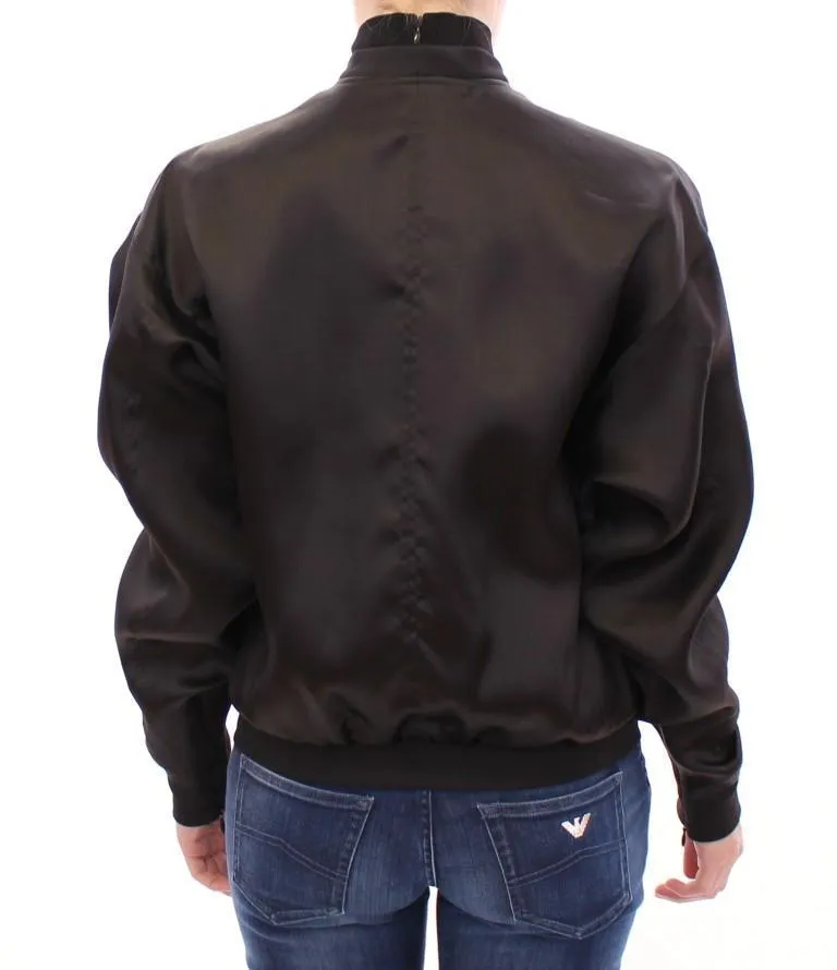 Black silk floral decorated jacket