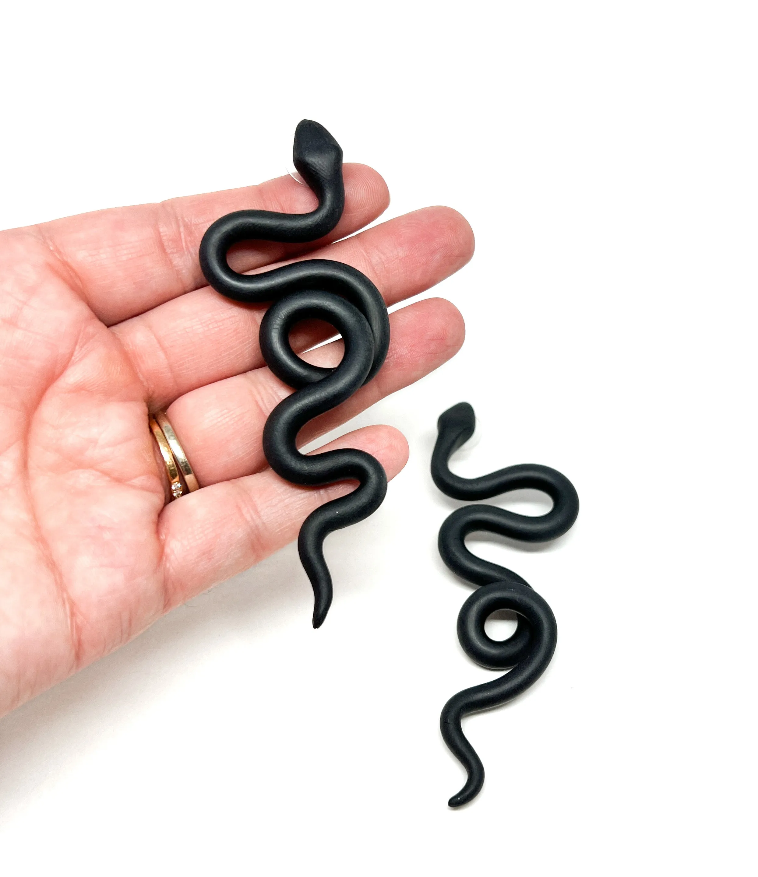 Black Statement Snake Studs - Large