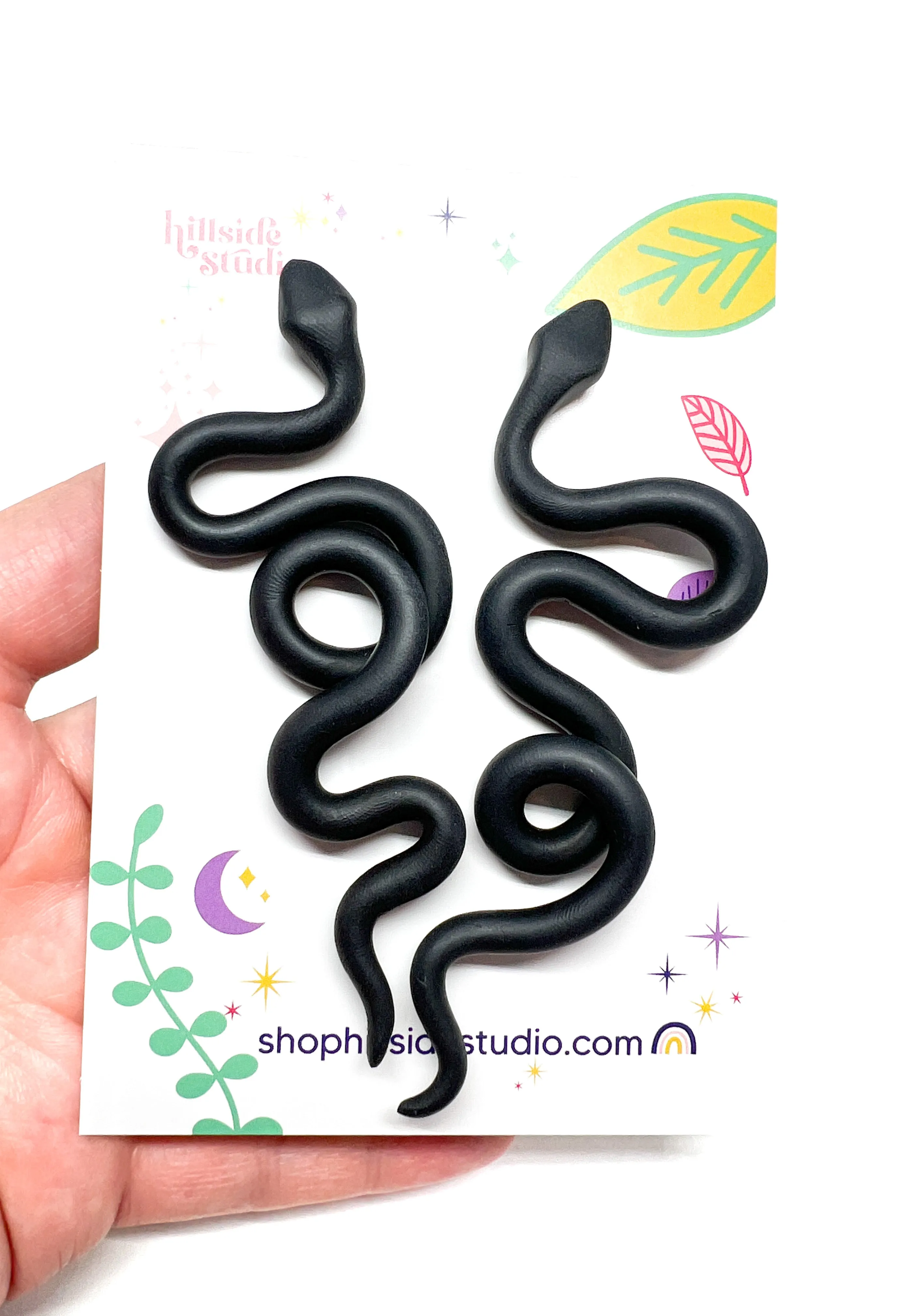 Black Statement Snake Studs - Large