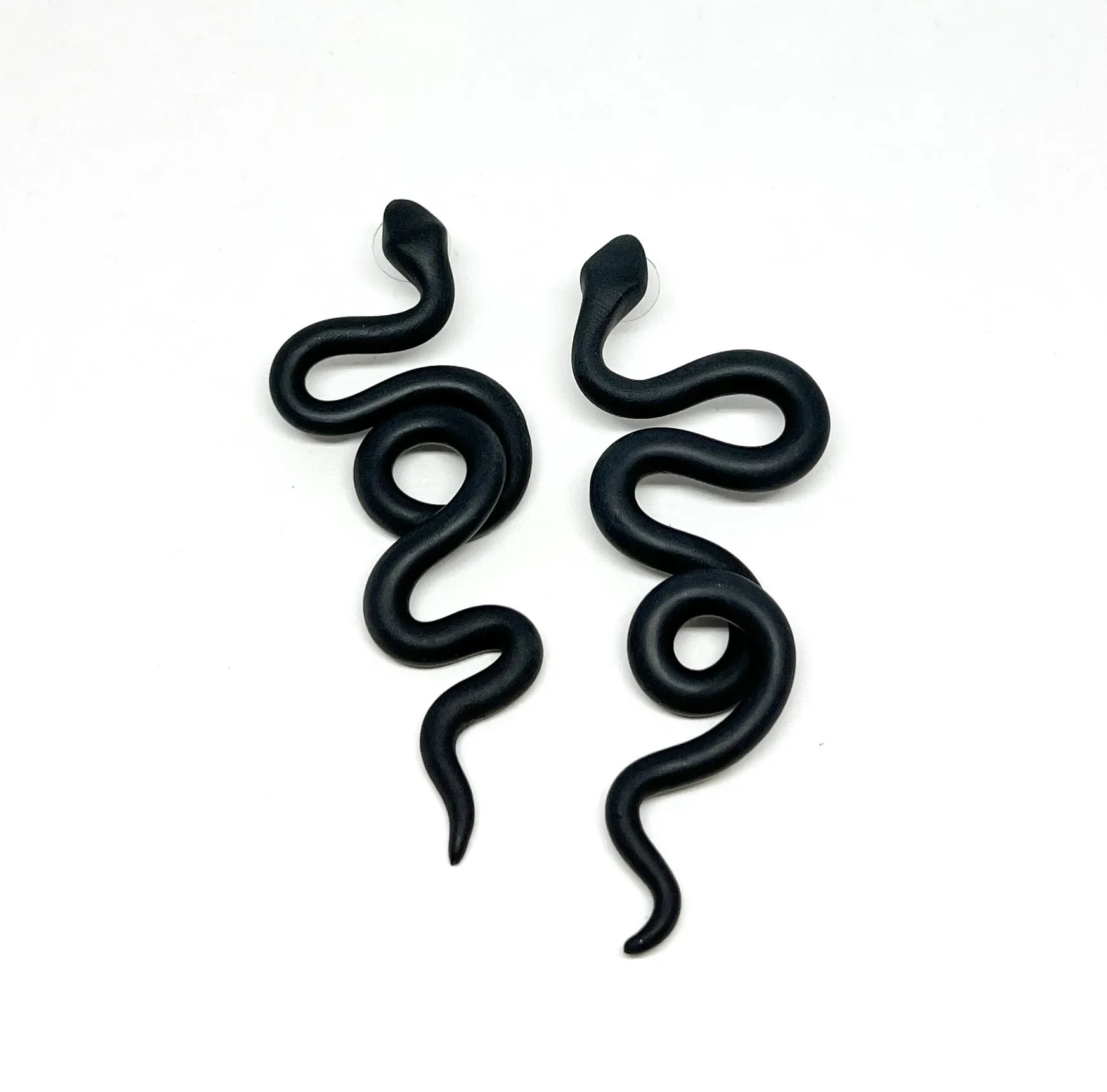 Black Statement Snake Studs - Large