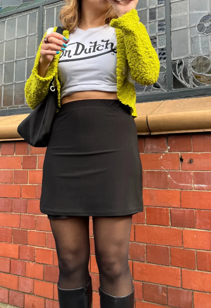BLACK STRIPE MINI SKIRT