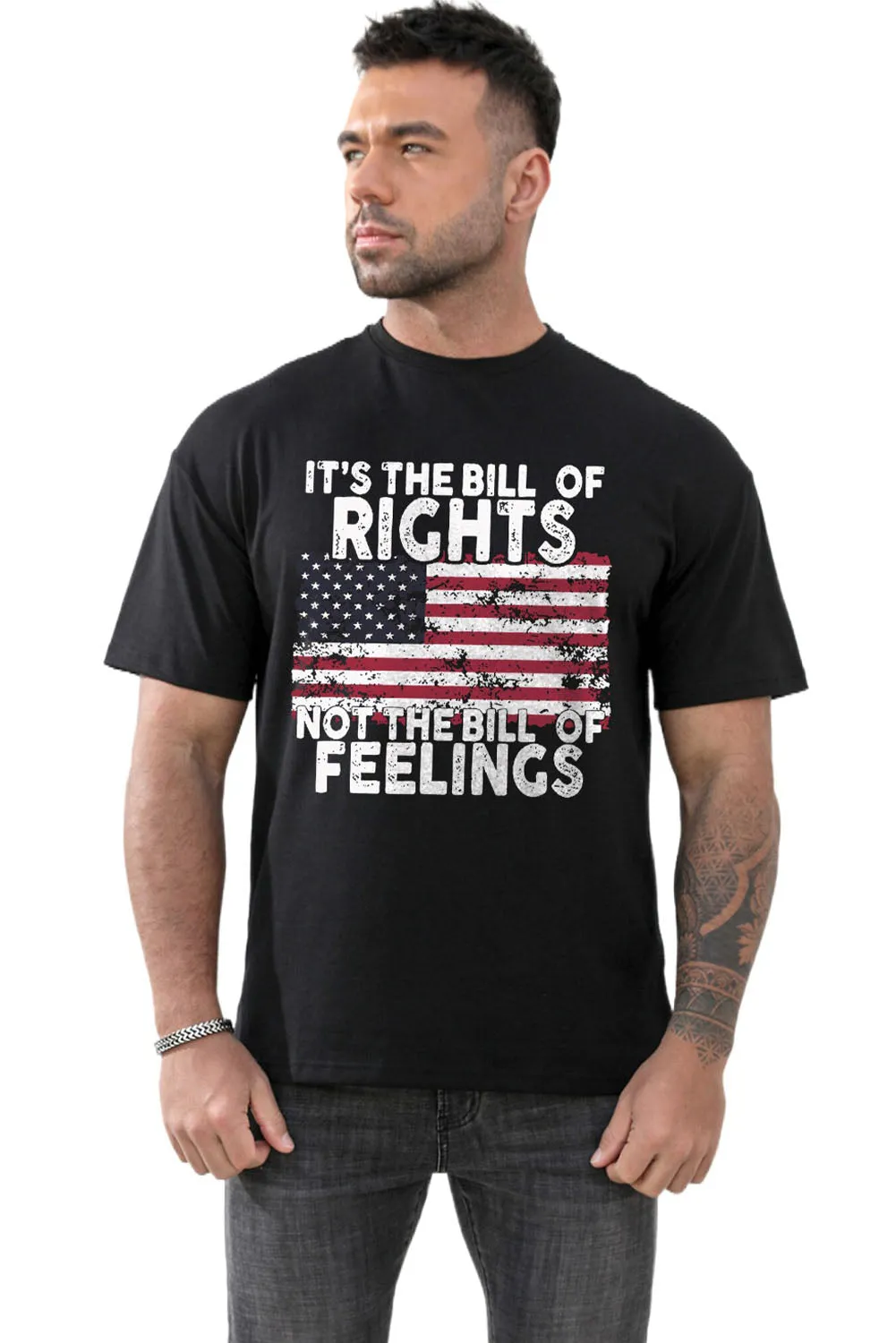 Black US Flag Its The Bill Of Rights Mens Graphic Tee