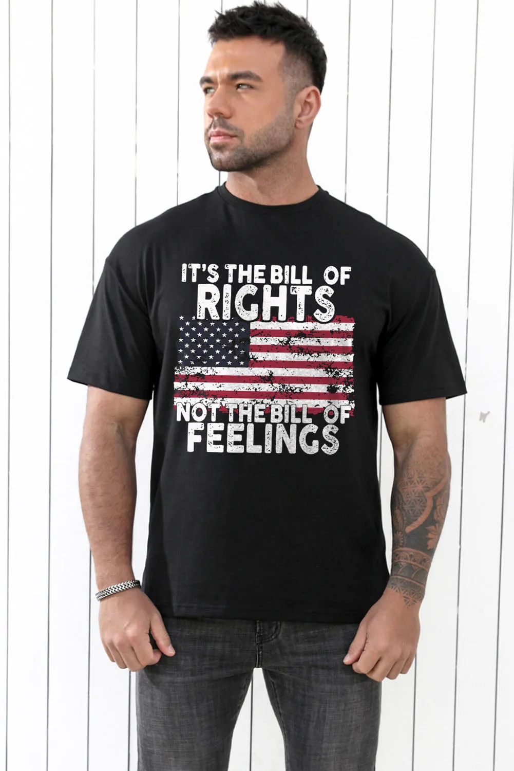 Black US Flag Its The Bill Of Rights Mens Graphic Tee