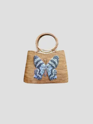 Blue and Black Butterfly Handbag