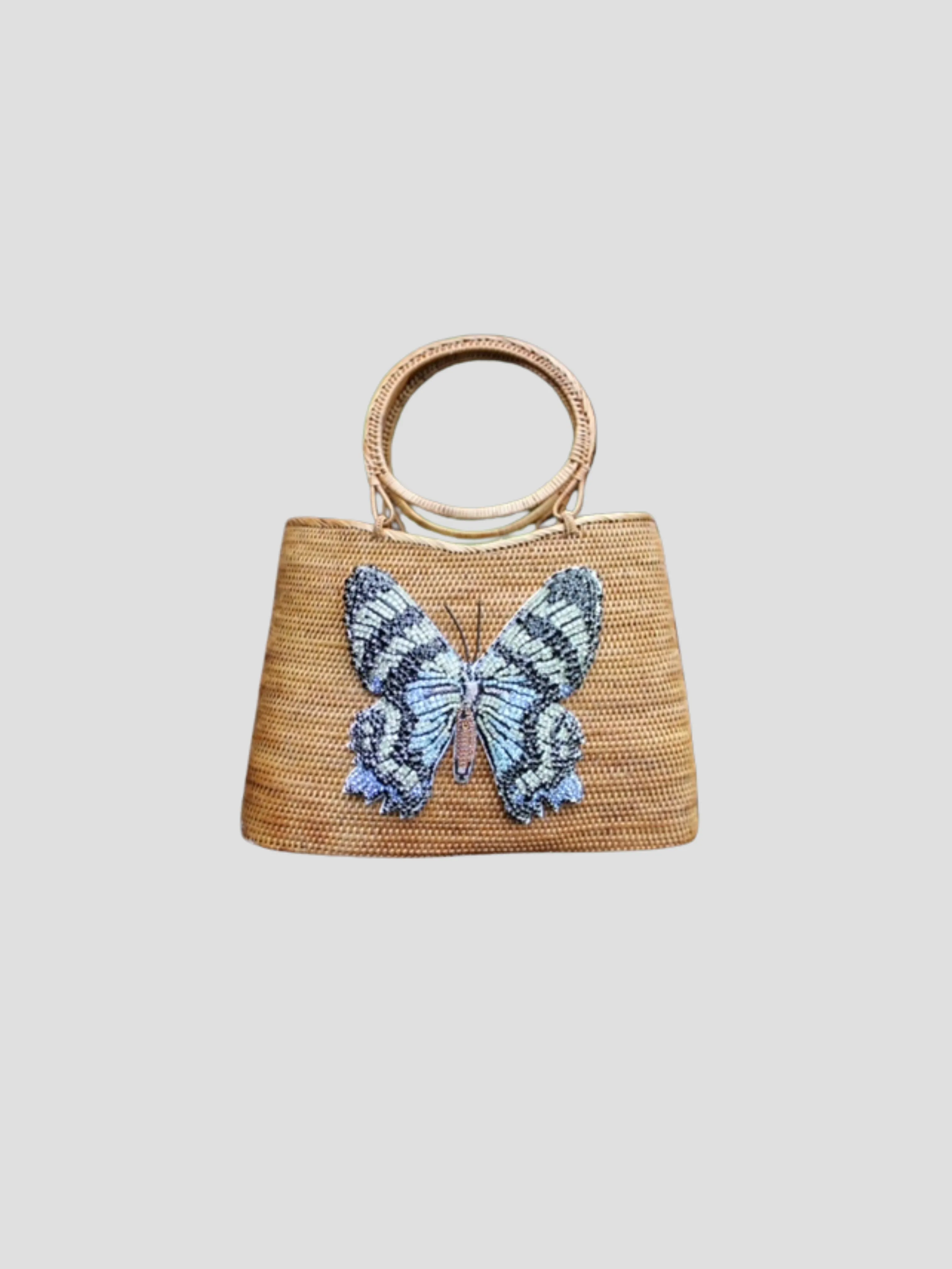 Blue and Black Butterfly Handbag