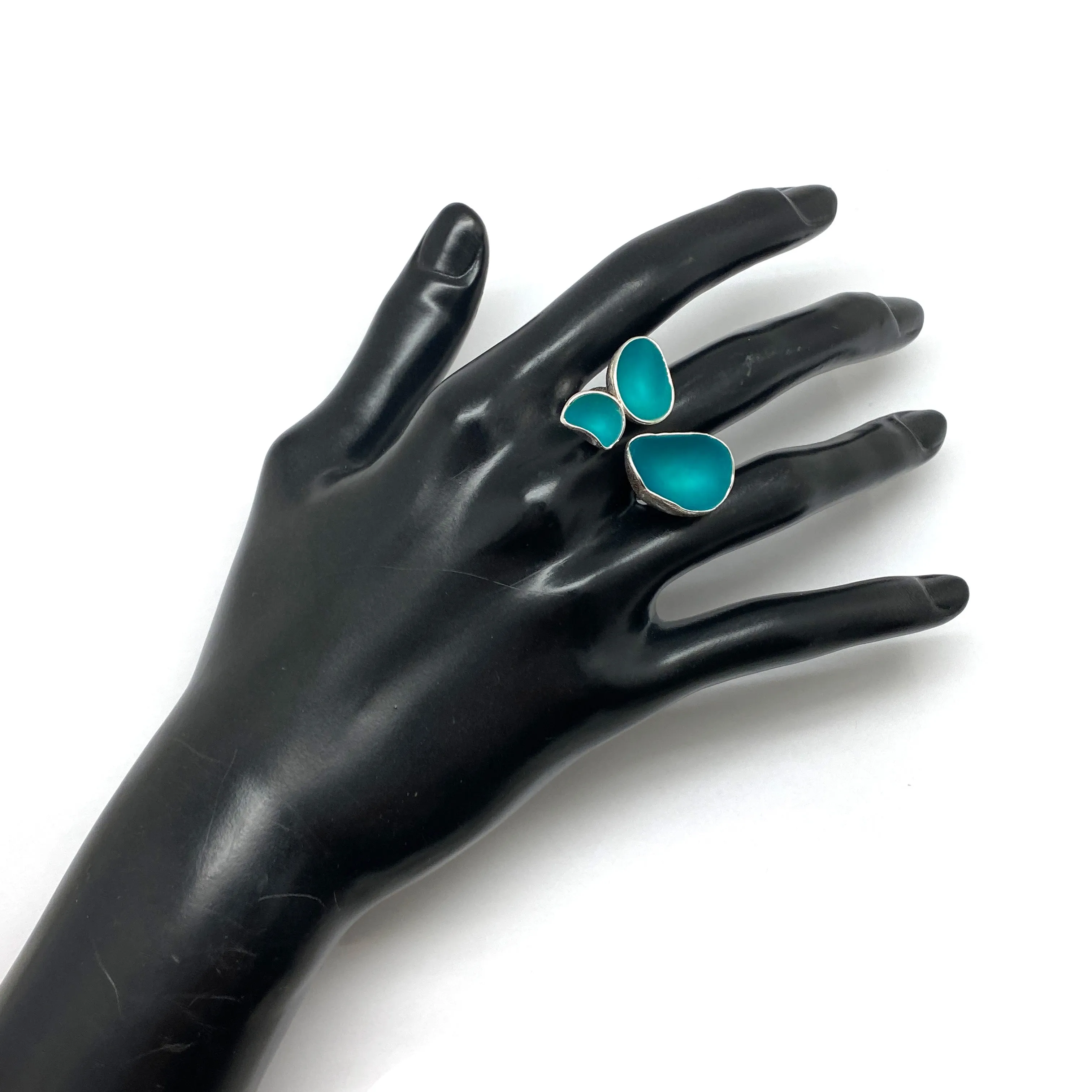 Blue and Silver Open Faced Ring