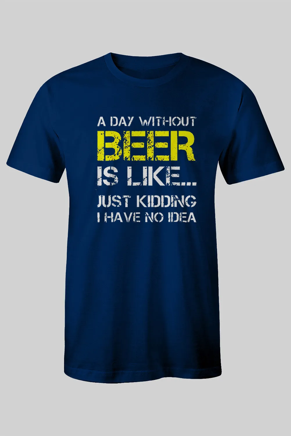 Blue BEER Letter Printed Slim-fit Short Sleeve Men's T Shirt