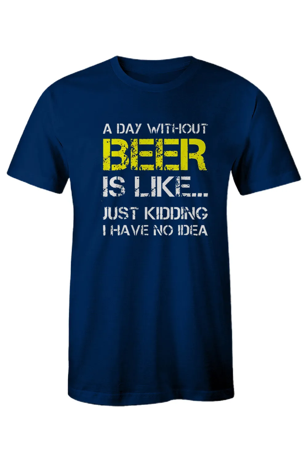 Blue BEER Letter Printed Slim-fit Short Sleeve Men's T Shirt