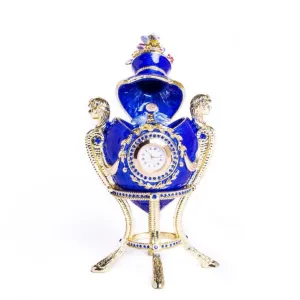Blue Decorated Faberge Egg with Clock
