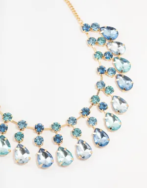 Blue Gold Statement Necklace