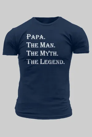 Blue PAPA The Man The Myth The Legend Men's T Shirt