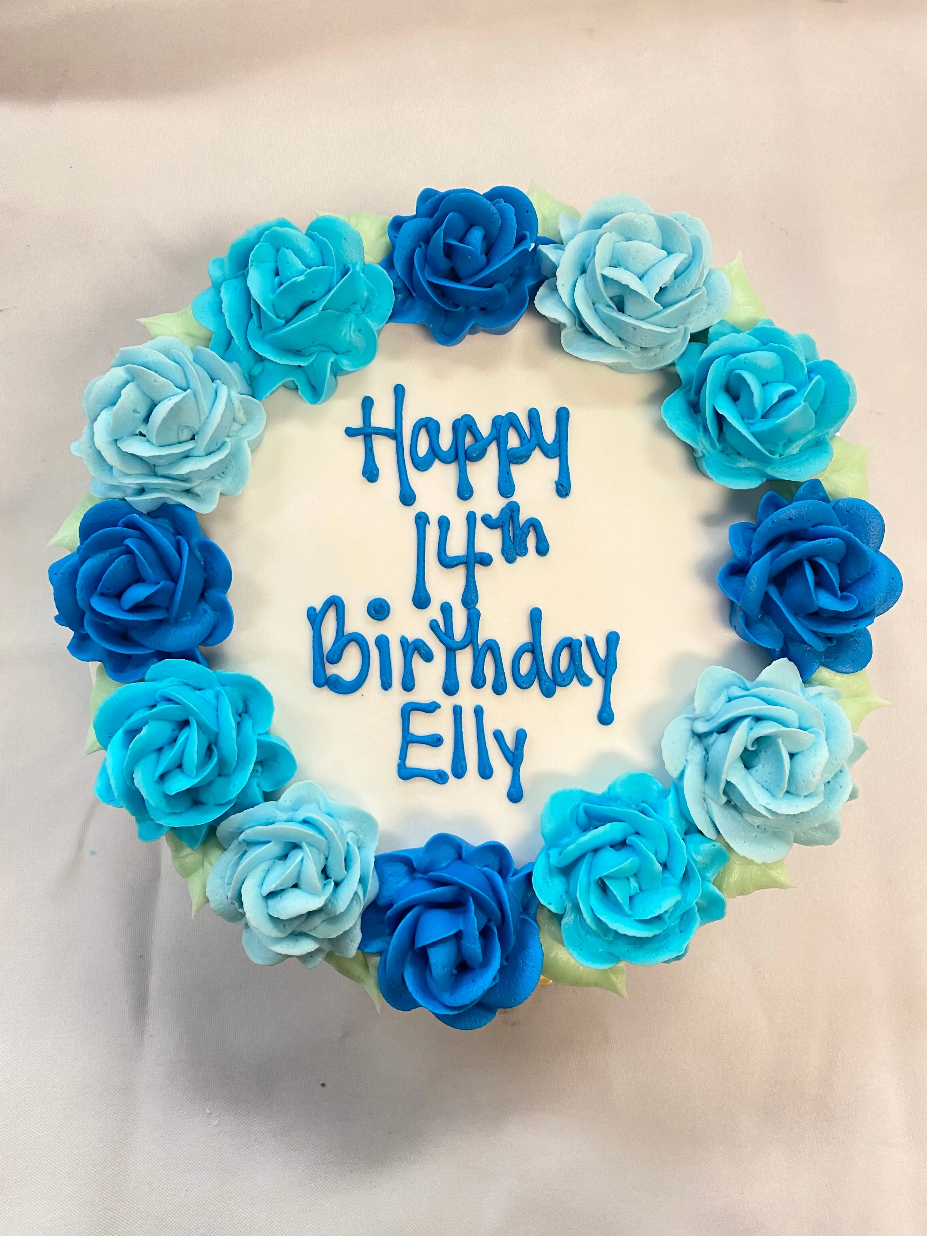 Blue Rose Wreath Cake with Smear Side Design 8" Round Cake