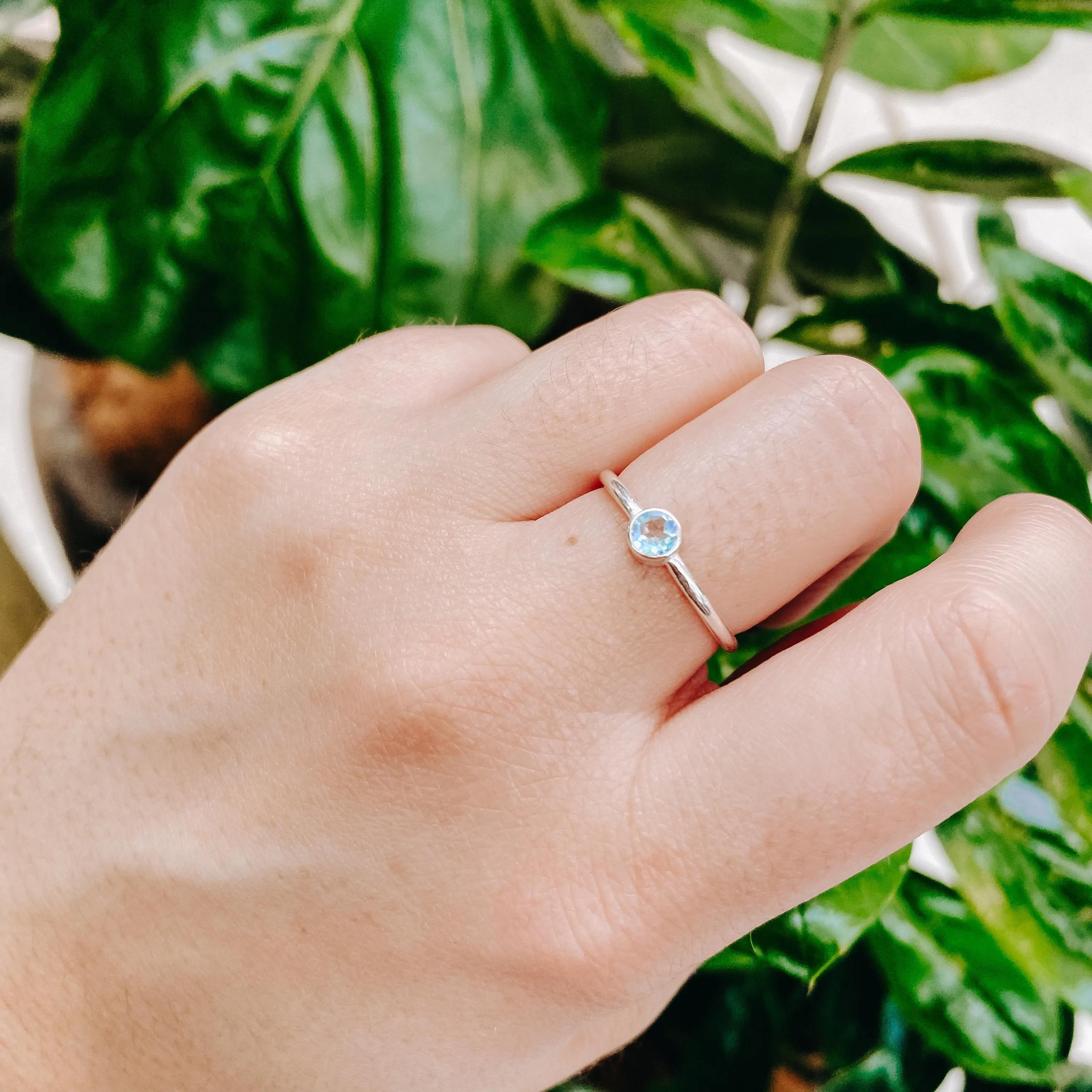 Blue Topaz Delicate 925 Sterling Silver Ring