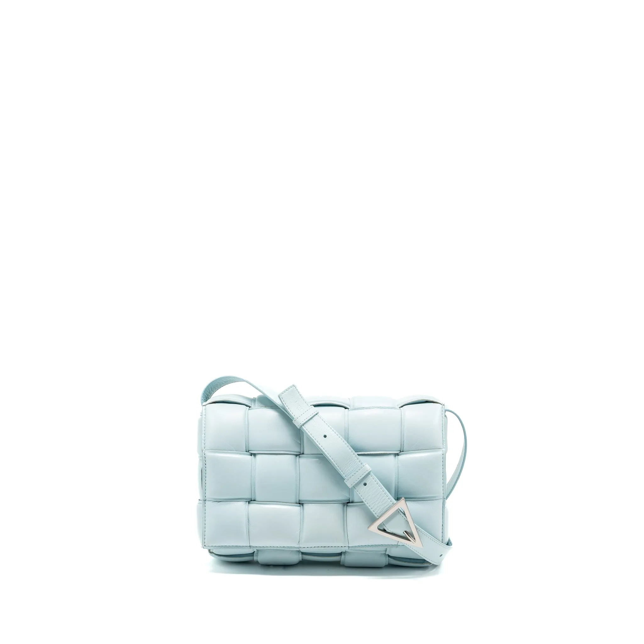 Bottega Veneta padded cassette soft lambskin light blue SHW
