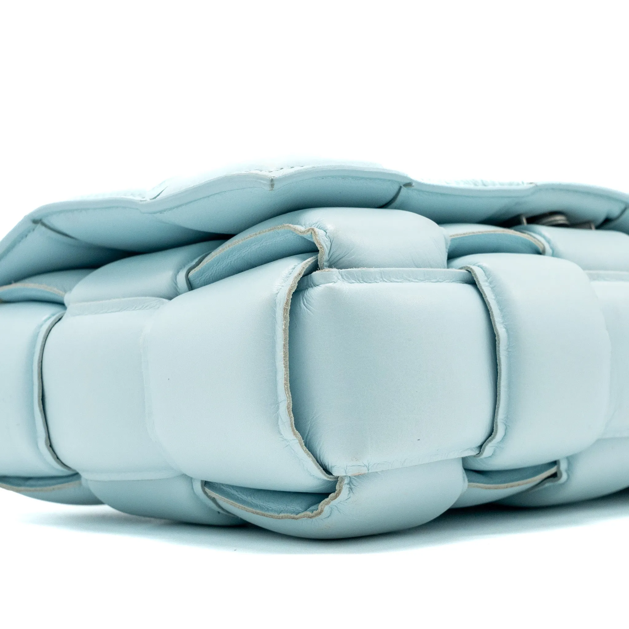Bottega Veneta padded cassette soft lambskin light blue SHW