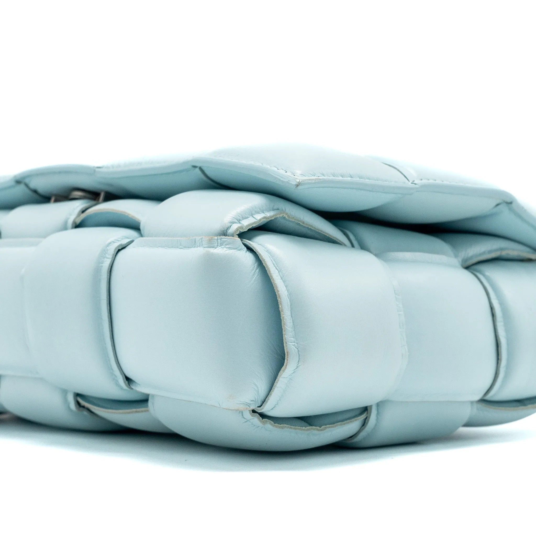 Bottega Veneta padded cassette soft lambskin light blue SHW