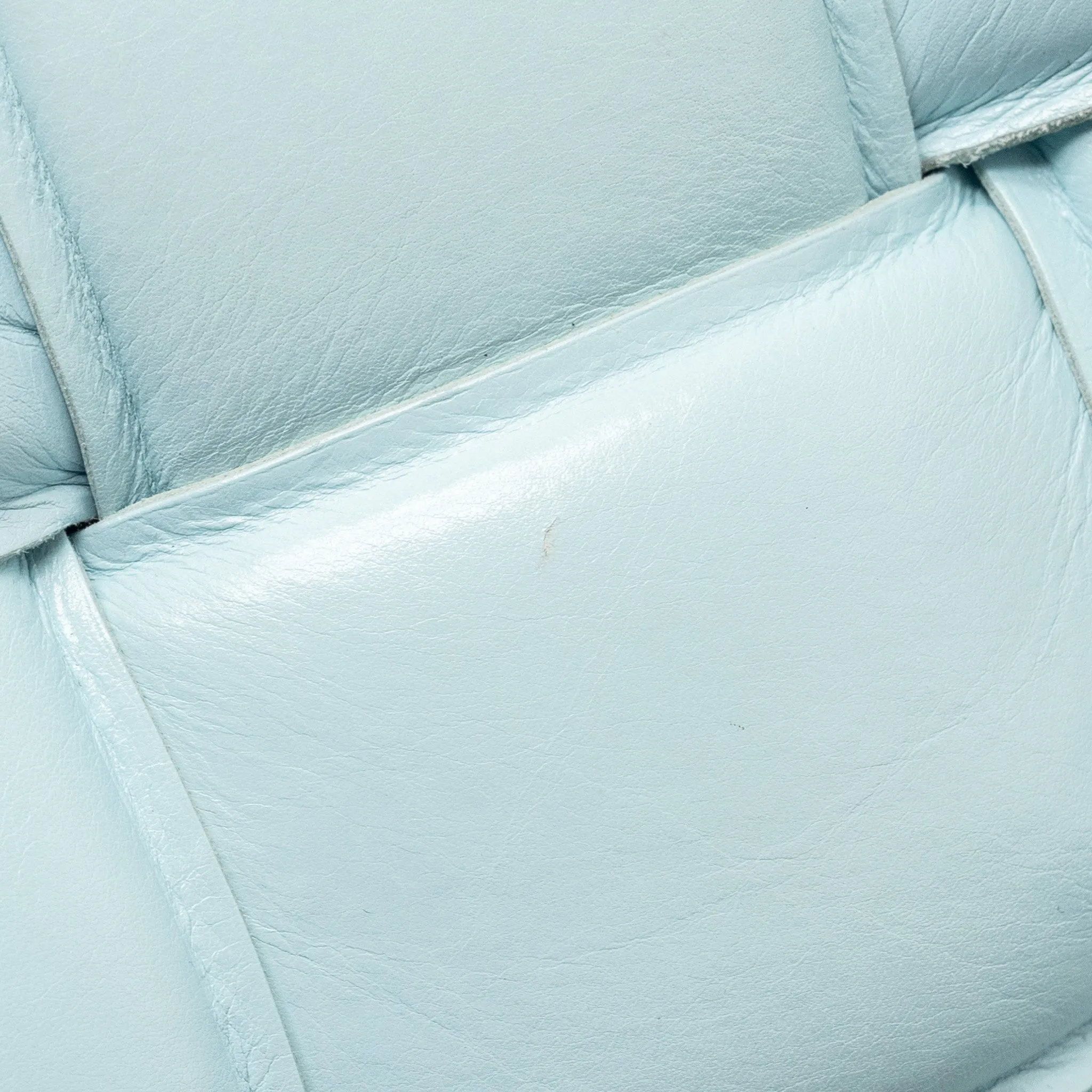 Bottega Veneta padded cassette soft lambskin light blue SHW