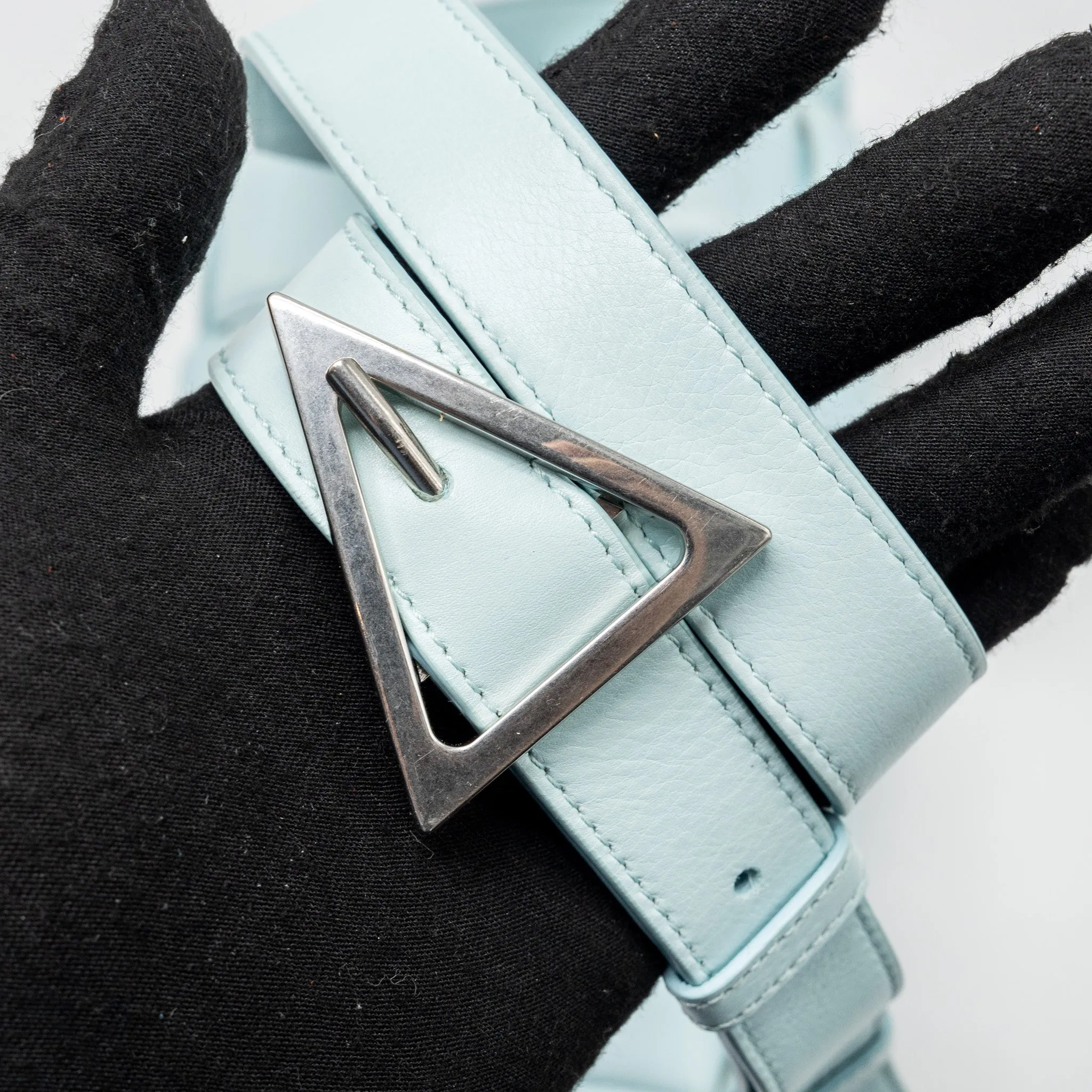 Bottega Veneta padded cassette soft lambskin light blue SHW