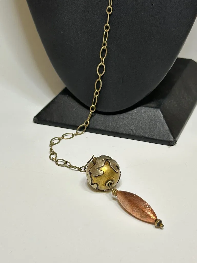 BRASS, HEMATITE AND COPPER LARIET NECKLACE  LCN536