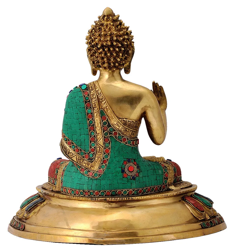 Buddha Sculpture Decorated with Color Stones