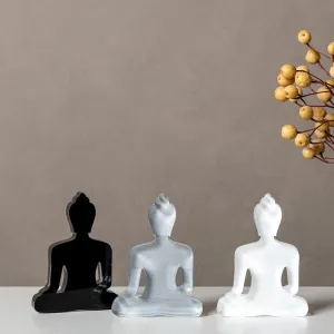 Buddha statue set of 3 - Gray, White and Black