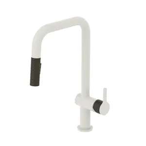 Calozy Swivel Pull Down Kitchen Faucet - Single Hole - 17" Brass/Matte White/Matte Black